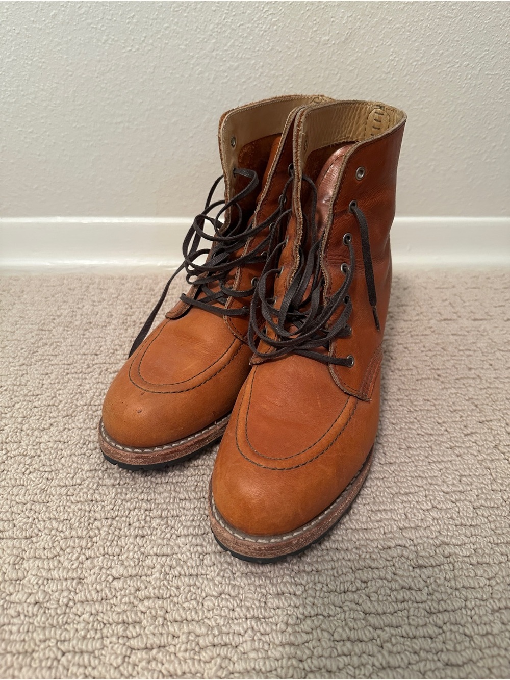 Red Wing Shoes Tan Leather Moc-Toe Heeled Boots